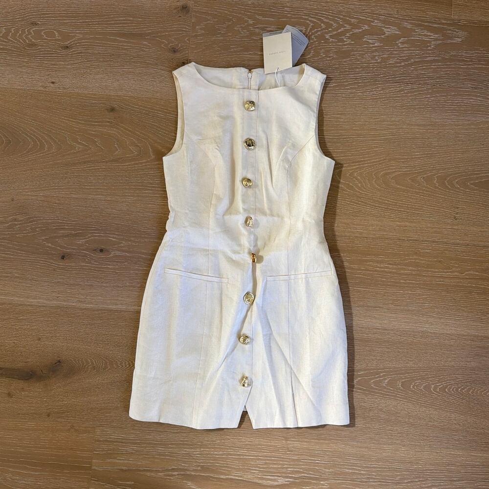 Shani Shemer Mini Dress Linen Shani Size XS Cream
